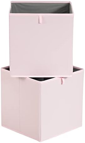 Basics Colessible Fabric Storage Cube Organizer Bins - Pacote de 6, Peony Pink, 13x15x13
