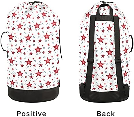 Red Star Laundry Bag mochila para lavanderia pesada com alças e alças de ombro Viagem Bolsa de roupa com tração de tração Organizador